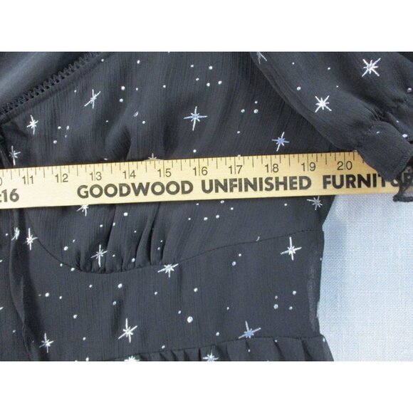 Cider Womens Starry Night Dress 1XL Black Sheer Short Sleeve Empire Waist - Picture 3 of 14